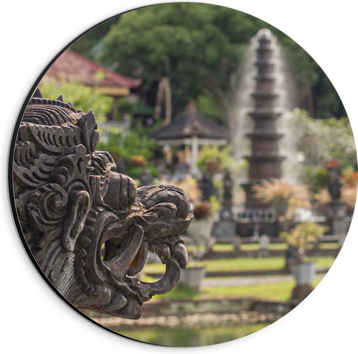 Dibond Muurcirkel - Beelden en Fonteinen in Bali - 20x20 cm Foto op Aluminium Muurcirkel (