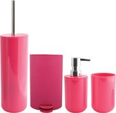 MSV Toiletborstel in houder/beker/zeeppompje/pedaalemmer set Moods - kunststof - fuchsia roze