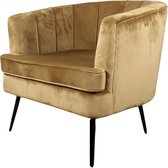 DS4U® fauteuil Norah - sofa - velvet - velours - fluweel - stof - goud - goudkleurig onderstel - met armleuning