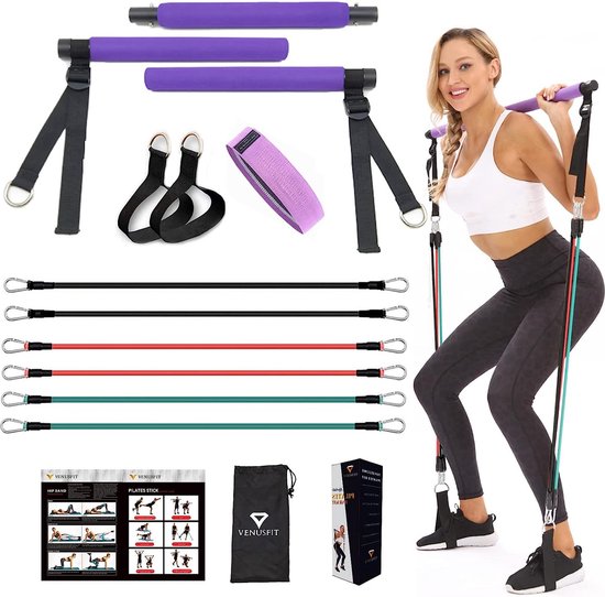 Elastique musculation,Kit de barre de Pilates Portable avec bande