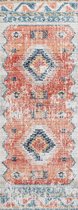 SURYA Buitenkleed - Balkon, Terras, Keuken - Vintage Berber Tapijt NAWEL - Rood/Blauw - 80x220 cm