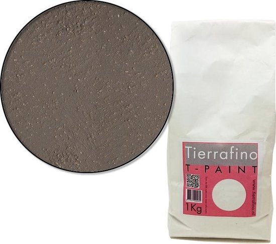 Tierrafino Tpaint - Leem Structuurverf - Testverpakking - Wandverf binnen - Plafondverf - Gomera Grijs - 1kg