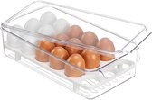 Relaxdays eierhouder koelkast voor 18 eieren - herbruikbare eierdoos - koelkast organizer