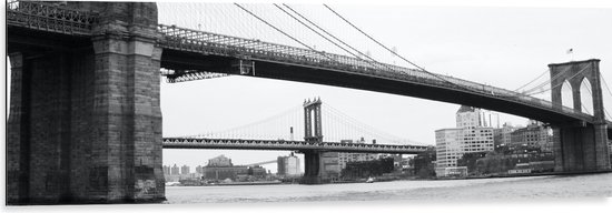 Dibond - Grote Brug over het Water (Zwart-wit) - 120x40 cm Foto op Aluminium (Wanddecoratie van metaal)