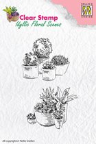 Nellie Snellen Clear Stamp Idyllic Floral Scenes Pots with Flowers