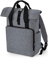 Recycled Twin Handle Roll-Top Laptop Backpack BagBase - 19 Liter Grey Marl