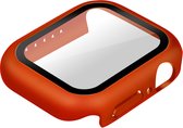 Hoes Geschikt voor Apple Watch Serie 7 (41mm) Stevig Extra Dun, Beschermglas – Oranje