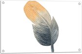 Tuinposter – Tekening van Veer met Bruin en Grijs tegen Witte Achtergrond - 75x50 cm Foto op Tuinposter (wanddecoratie voor buiten en binnen)