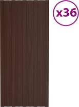 vidaXL Panneaux de toit 36 pcs 100 x 45 cm Acier galvanisé Marron