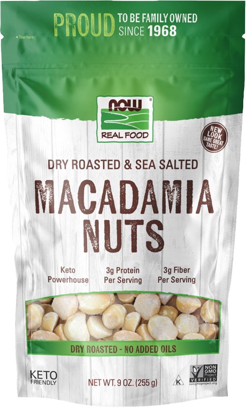 Macadamianoten, droog geroosterd en gezouten (255 gram) bol