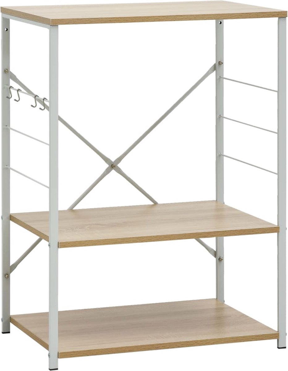 vidaXL - Magnetronkast - 60x39,6x79,5 - cm - bewerkt - hout - wit - en - eikenkleurig
