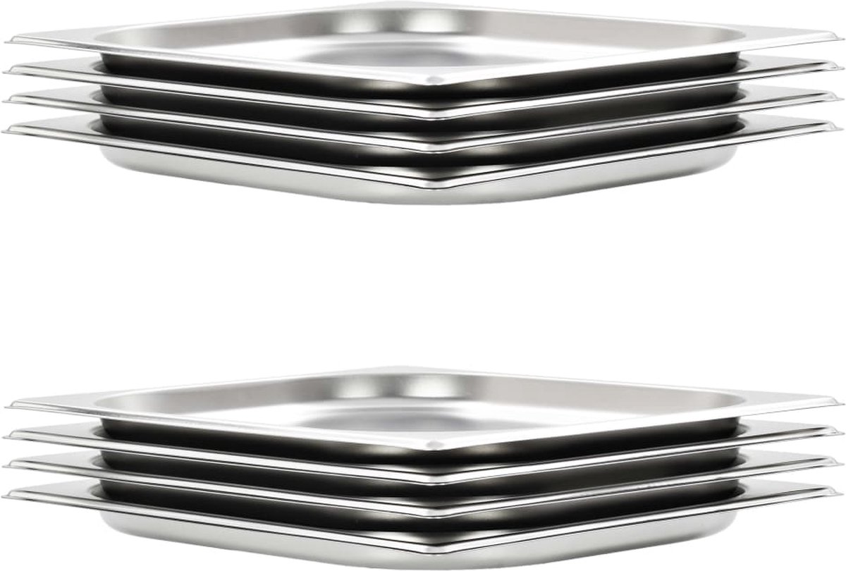 vidaXL - Gastronormbakken - 8 - st - GN - 1/2 - 20 - mm - roestvrij - staal