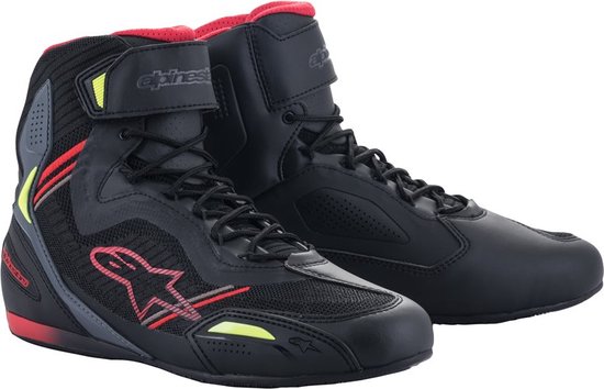 Alpinestars Faster-3 Rideknit Zwart Rood Geel Fluo Motorschoenen - Maat 9 - Laars