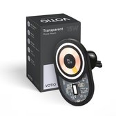 VOTIQ® Autohouder doorzichtig ventilatierooster oplader geschikt voor - MagSafe Apple iPhone 12/13/14/15 Pro/Max/Mini/PLUS QI 15W - Zwart