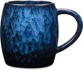 Grandes tasses à café en céramique de 600 ml, grande tasse à thé en céramique faite à la main pour le bureau et la maison, grande poignée, facile à tenir, passe au micro-ondes (bleu profond)