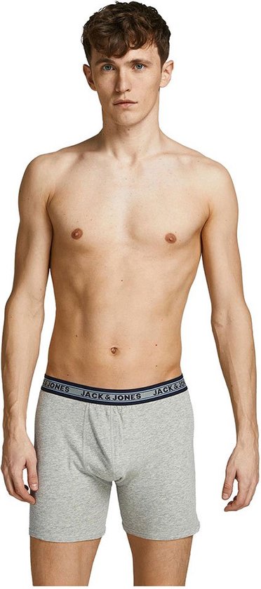 Man in grijze boxershorts met elastische Jack & Jones band.