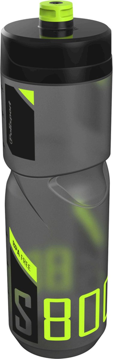 Polisport bidon S800ml transparant zwart/zwart/lime - Polisport