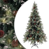 Bol.com vidaXL-Kerstboom-met-LED-en-dennenappels-225-cm-PVC-en-PE-groen-en-wit aanbieding