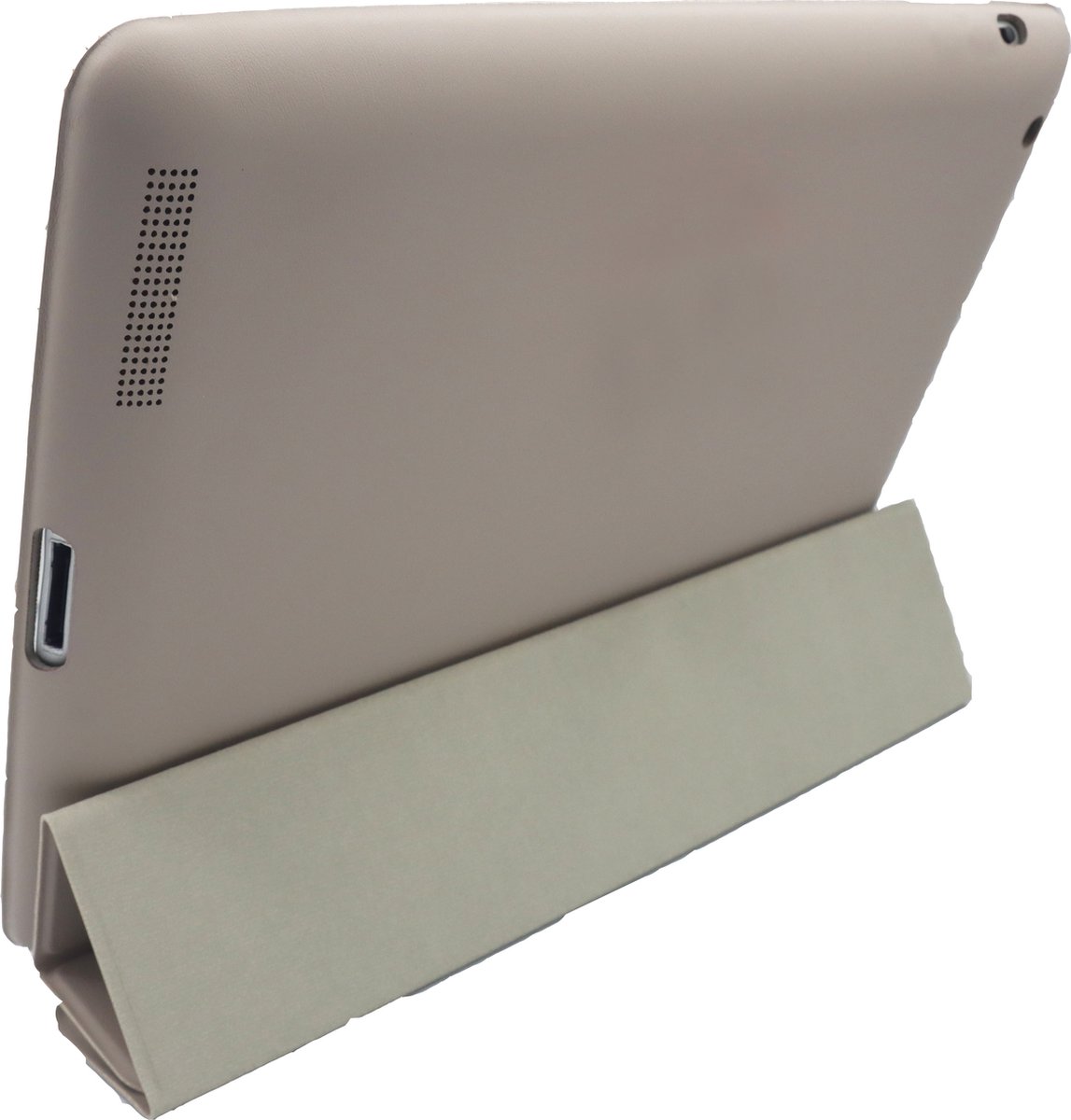 Apple iPad 2 (jaar 2011) modelnr. A1395 - A1396 - A1397 // iPad 3 (jaar 2012) modelnr. A1416 - A1430 - A1403 // iPad 4 (jaar 2012) modelnr. A1458 - A1459 - A1460 Smart Cover Case inclusief Achterkant Back Cover Hoes - Kleur Beige