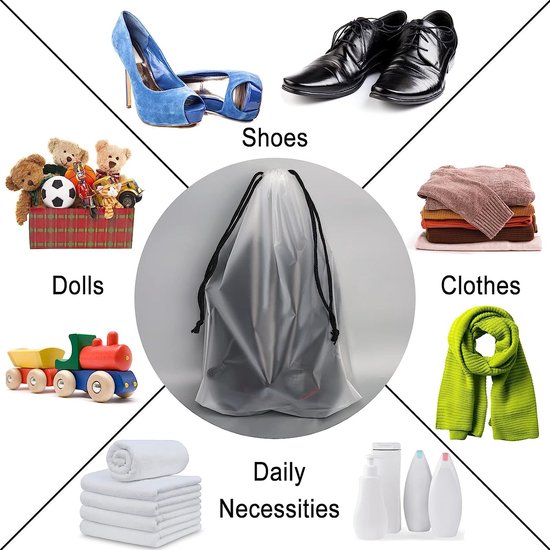 20 Sacs à Chaussures Transparents Avec Cordon - 40x30 Cm - Imperméables Et Réutilisables Pour Voyage & Rangement