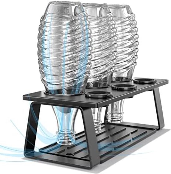 Foto: Sodastream flashhouder voor sodastream easy fuse emil flessen afdruiprek voor 3 flessen en 3 flessendoppen met afneembaar afdruipbakje