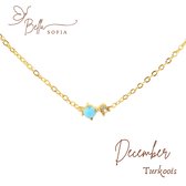 Bella Sofia® Geboortesteen Ketting December - Uniek Goudkleurig Dames Sieraad - Valentijnscadeau - Valentijnsdag - Valentijn cadeau voor haar