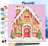 Figured'Art Mini Peinture Par Numéros 20x20cm Avec Cadre - Bonhomme De Neige Et Cadeaux Dans La Neige, Kit DIY Adulte