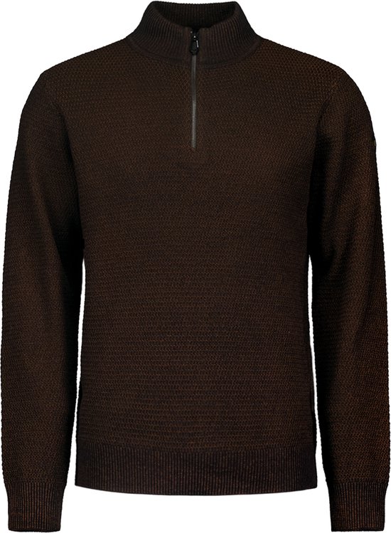 No Excess Mannen Trui Met Halve Rits Gemeleerd Bruin XXXL bol