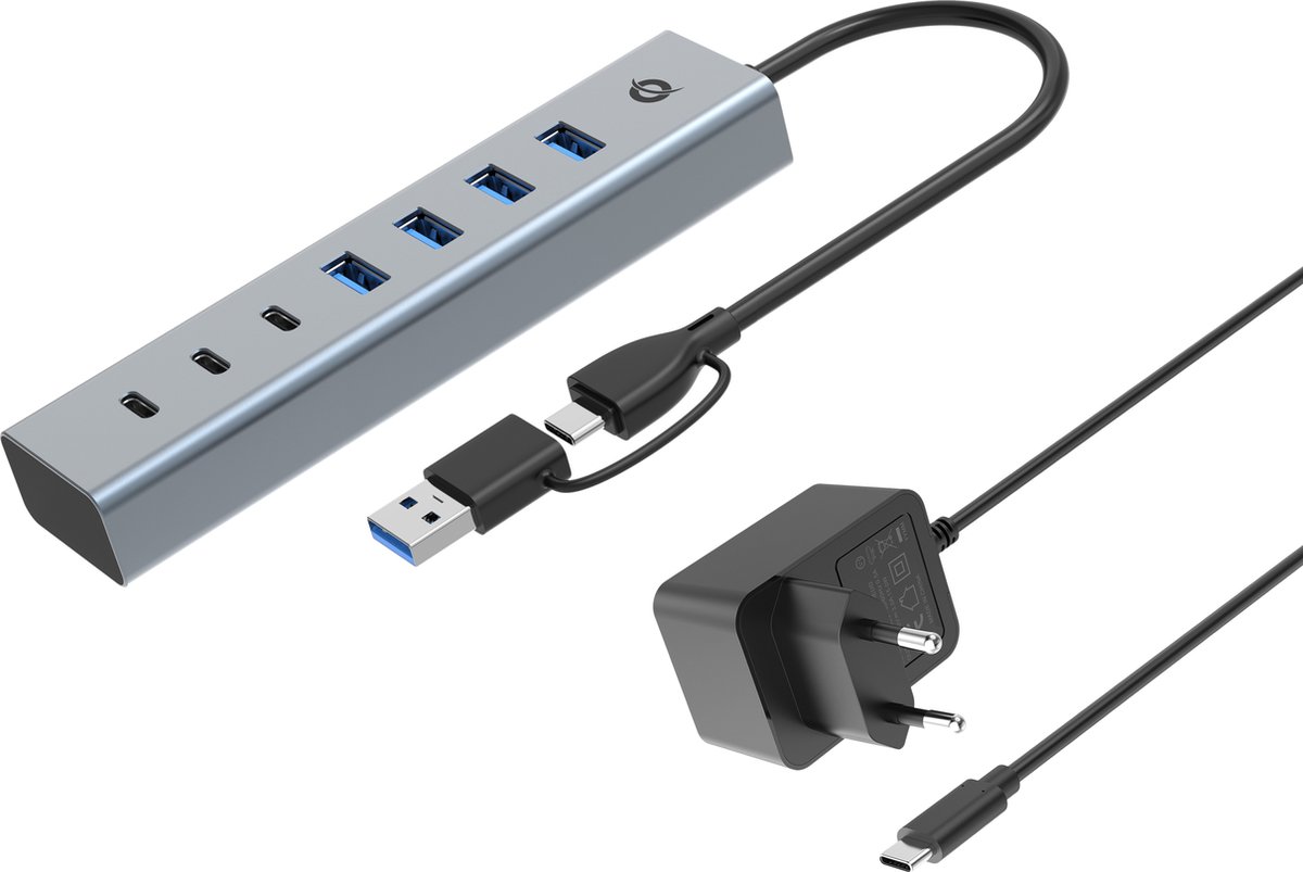 Conceptronic HUBBIES20GP interface hub USB 3.2 Gen 1 (3.1 Gen 1) Type-C 5000 Mbit/s Grijs