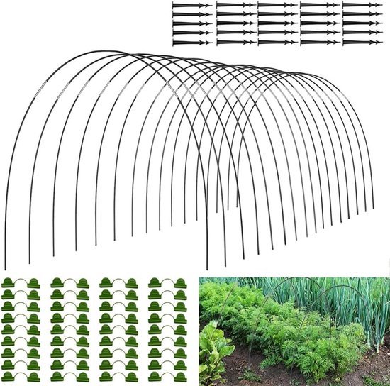 HIQE-FL 30 stuks plantentunnels, 3 x 10 m, broeikasbanden, glasvezelbanden, tunnelboog voor verhoogde bedden, broeikasbanden, tuintunnel banden, folietunnel, bogen, broeikas, hoepels