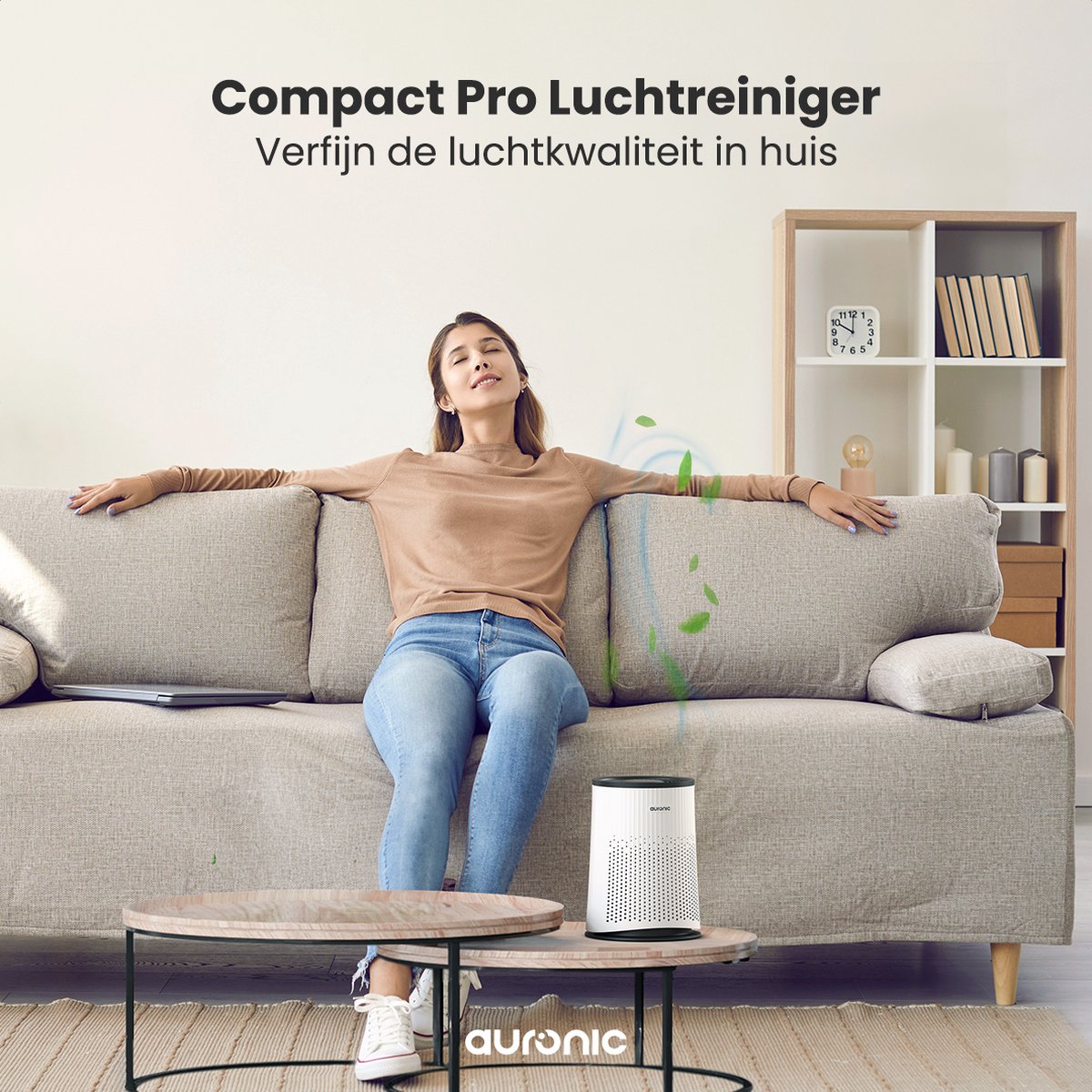 Auronic Luchtreiniger Compact Pro met HEPA 13 Filter, Ionisator en Koolstoffilter - Ruimtes tot 30m² - CADR-waarde van 150m³/u - Air Purifier met Aromatherapie - Wit – foto 2