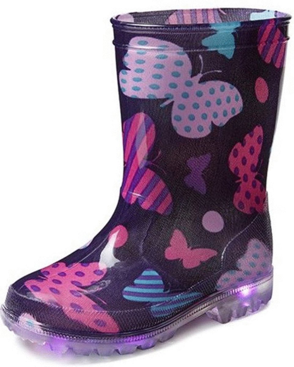 Gevavi Boots Mila Regenlaarzen Kids - LED-lampjes - Paars maat 25