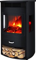Bol.com White-label Sfeerhaard Elektrisch - Tafelhaard voor Binnen & Buiten - Sfeerhaarden met Schouw - 50x35x80cm - Zwart aanbieding