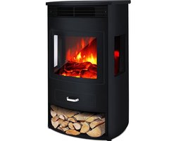 White-label Sfeerhaard Elektrisch - Tafelhaard voor Binnen & Buiten - Sfeerhaarden met Schouw - 50x35x80cm - Zwart