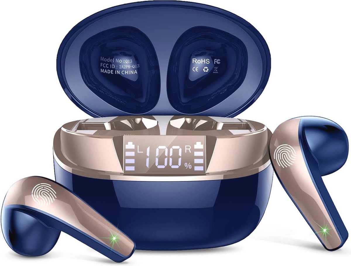 Draadloze Bluetooth Hoofdtelefoon met Ruisonderdrukking en Touch Bediening - In-Ear Sport Hoofdtelefoon IPX7