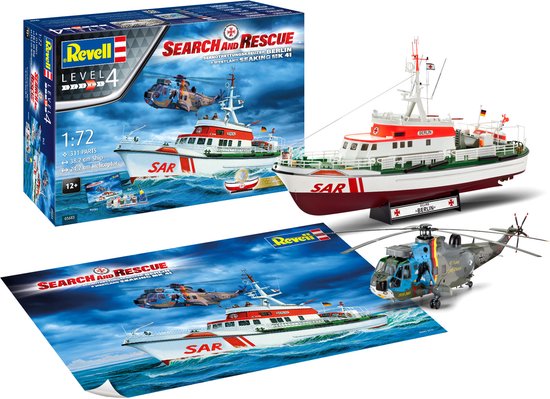 Revell Modelbouwpakket Militaire voertuigen - 05683 DGzRS Berlin + Sea King -Good Bye Set- - Gift Set Plastic - 1:72 -