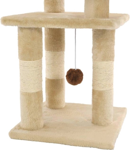 Krabpaal Met Platform / Hokjes - Sisal Paal Voor Kat - Beige