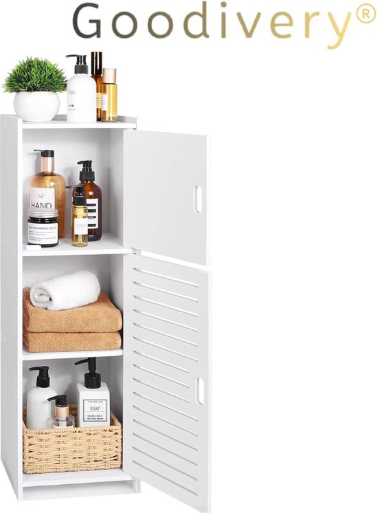 Relaxdays Badkamerkast - Smal - Met 1 Deur - 89x31.5x24.5 cm - Wit