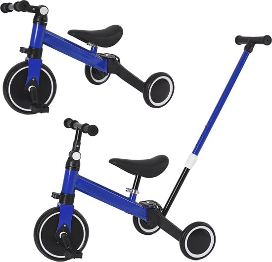 COSTWAY 4-in-1 Driewieler Voor Kinderen – Loopfiets, Balansfiets En Duwauto, Verstelbaar, Voor 1-4 Jaar, Roze