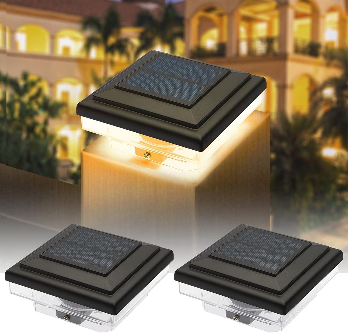Zonne-paal licht voor Openluchtomheining - Waterdicht IP65 - Warm Wit - 2 Stuks