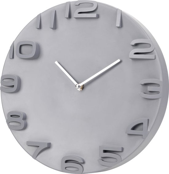 SensaHome Horloge Murale Santiago - Klok Ronde Moderne avec Chiffres - Ø30cm - Grijs