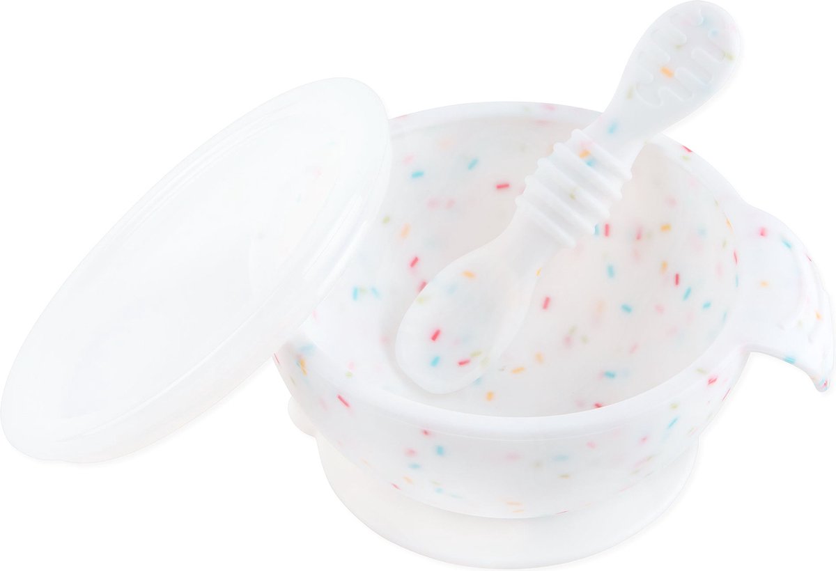 Goedkoopste Bumkins - Siliconen eerste baby eetset - Vanille Sprinkle