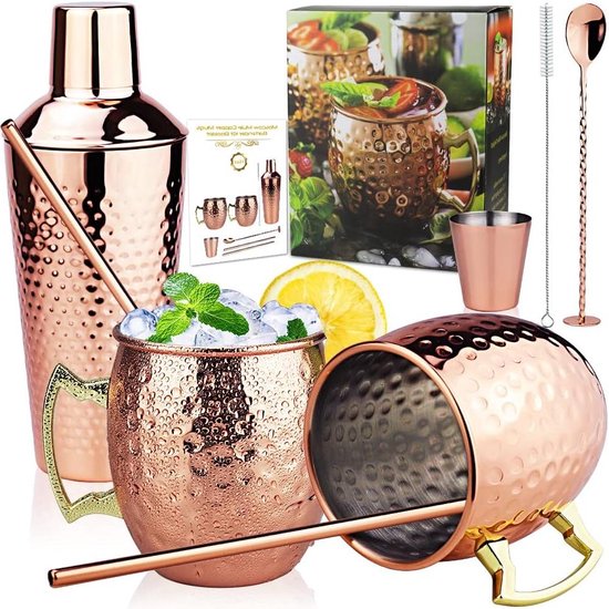 Moscow Mule koperen bekers: set van 4 bevat 4 x