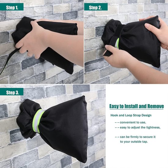 4-pack buitenkraanhoezen voor de winter, grote buitenkraanhoes geïsoleerde beschermer met reflecterende strip, waterdichte en verdikte thermische kraanhoes beschermt uw kraan tegen bevriezing en barsten - zwart — afbeelding 5