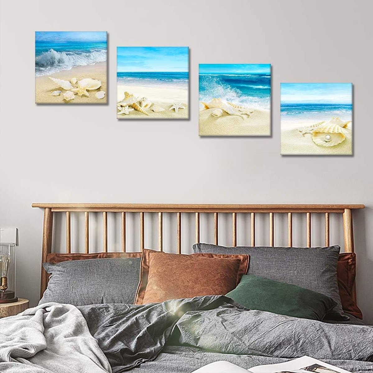 oceaan schilderij set - muurkunst prints set / muurdecoratie 4 stuks