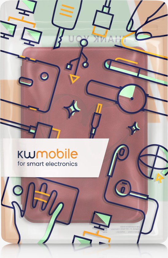 kwmobile e-reader hoesje geschikt voor Kobo Clara BW / Colour hoes - Ereader flip case met standaard - Kunstleren e reader cover - Brushed Hart design in donkerrood van Merkloos — afbeelding 5