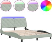vidaXL - Cadre de lit - avec - éclairage LED- velours - gris clair - 120x200 - cm