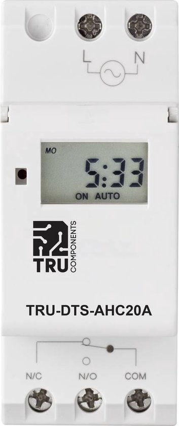 TRU COMPONENTS TC-8576104 Interrupteur horaire pour rail TRU-DTS-AHC20A 230 V/AC programme hebdomadaire