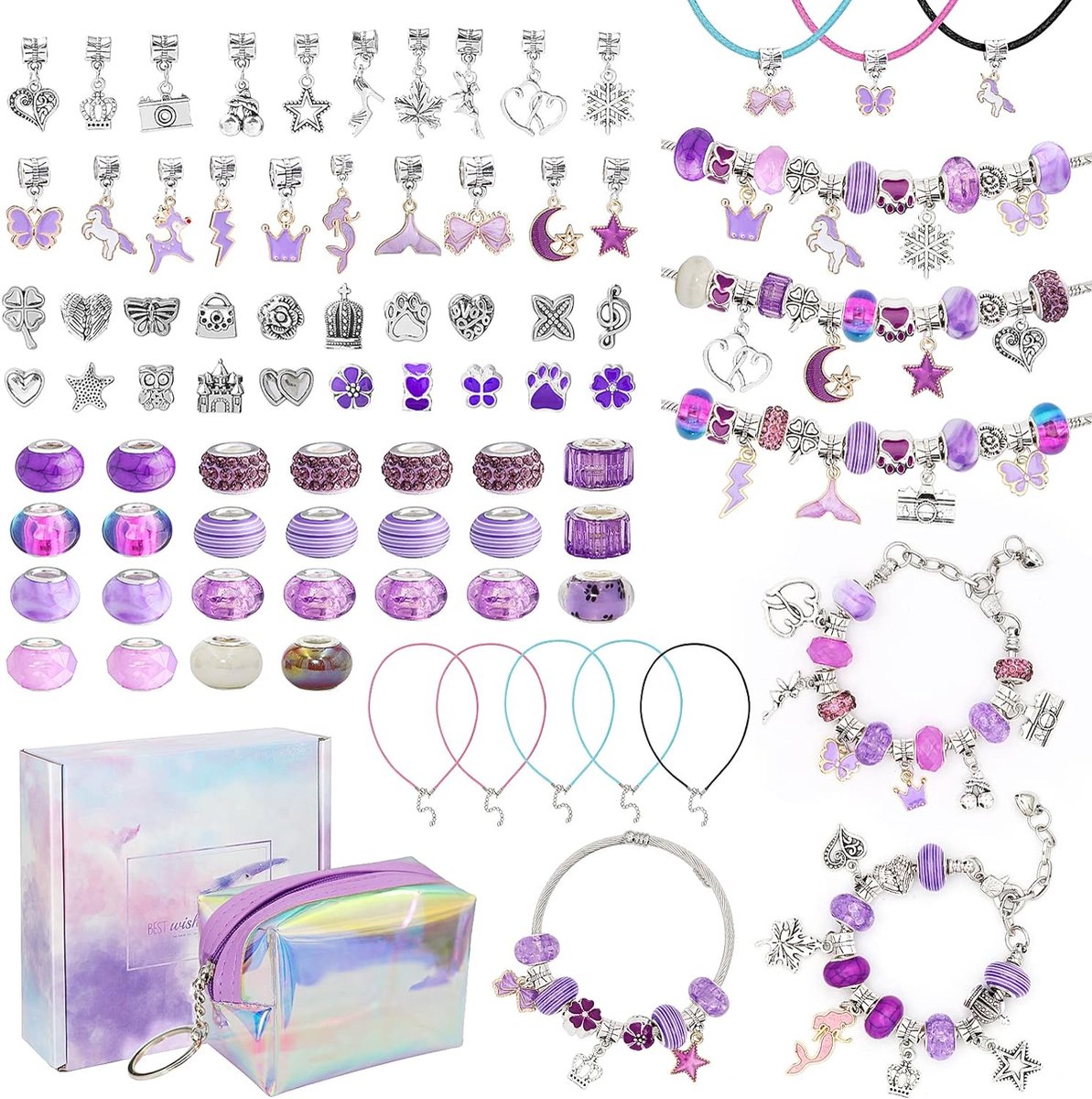 Homgaty Sieradenknutselset voor meisjes 6 12 jaar geschenken voor kinderen bedelarmbandset DIY-set om sieraden te knutselen