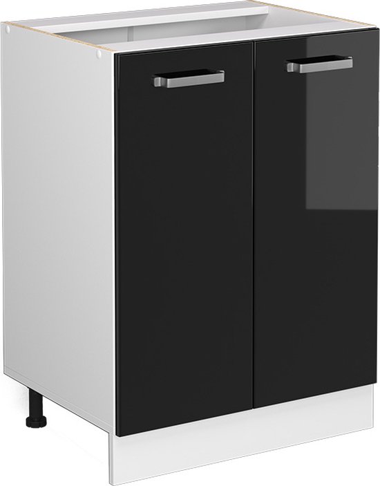 Universele onderkast R-Line Antraciet Hoogglans 60 cm met deuren, met werkblad Vicco | Antraciet Hoogglans | Onderkast met deuren 60cm met WB | 406673136724506